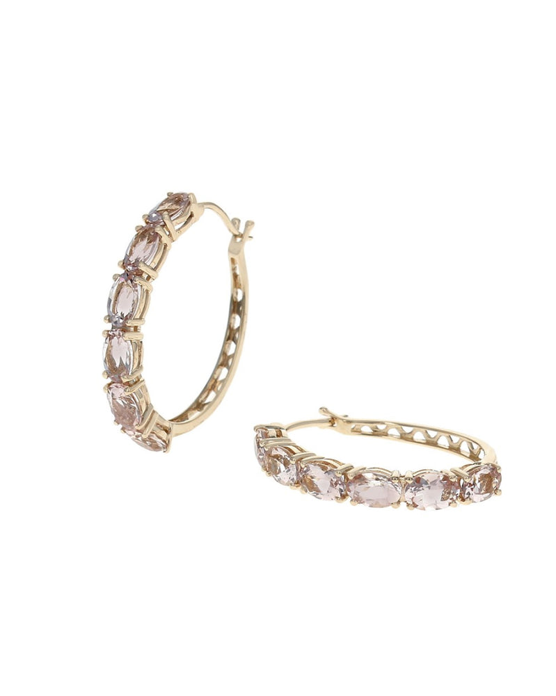 Morganite Hoop Earrings in Gold