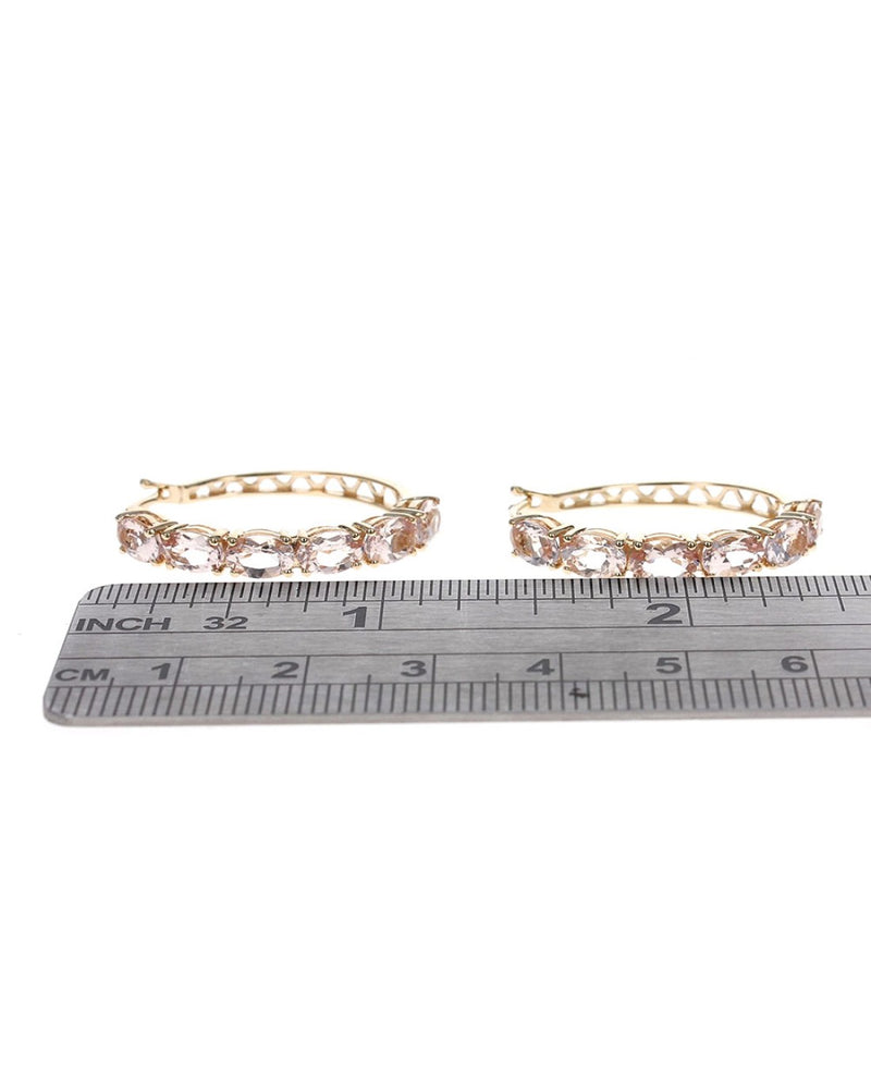 Morganite Hoop Earrings in Gold