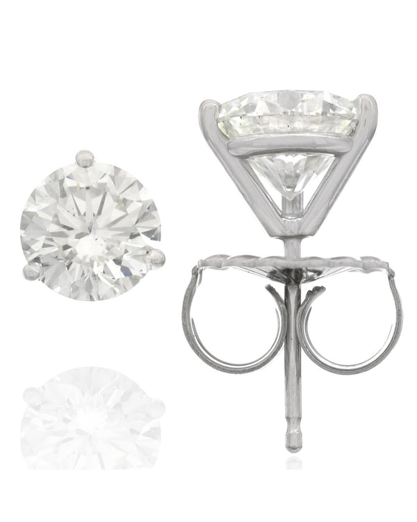 GIA Certified Round Brilliant Cut Diamond Martini Stud Earrings