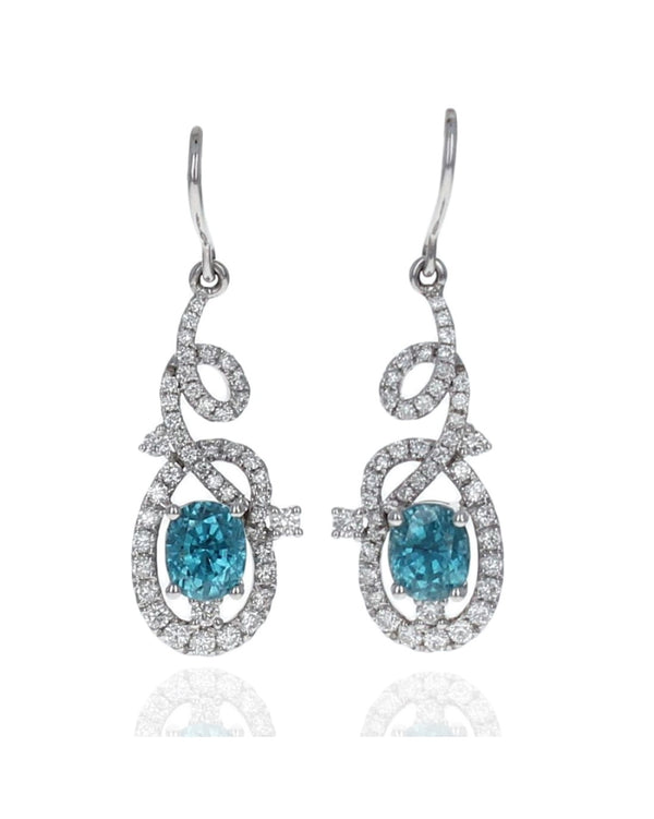 LeVian Blue Zircon and Diamond Drop Earrings