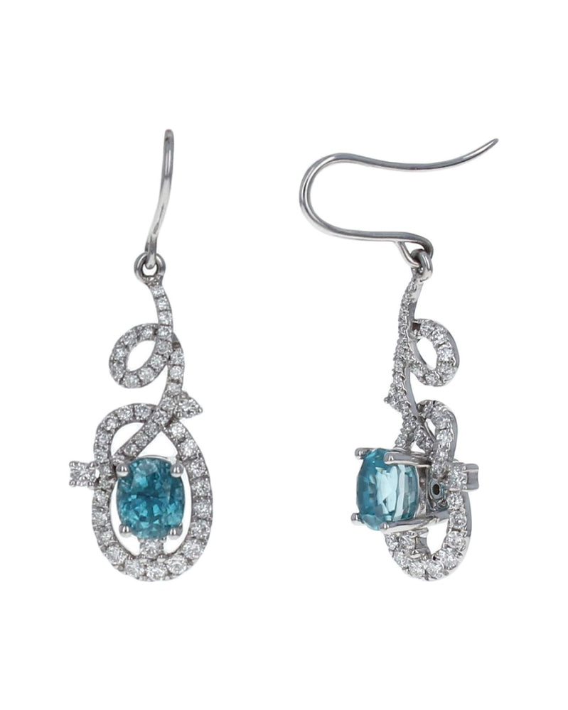 LeVian Blue Zircon and Diamond Drop Earrings