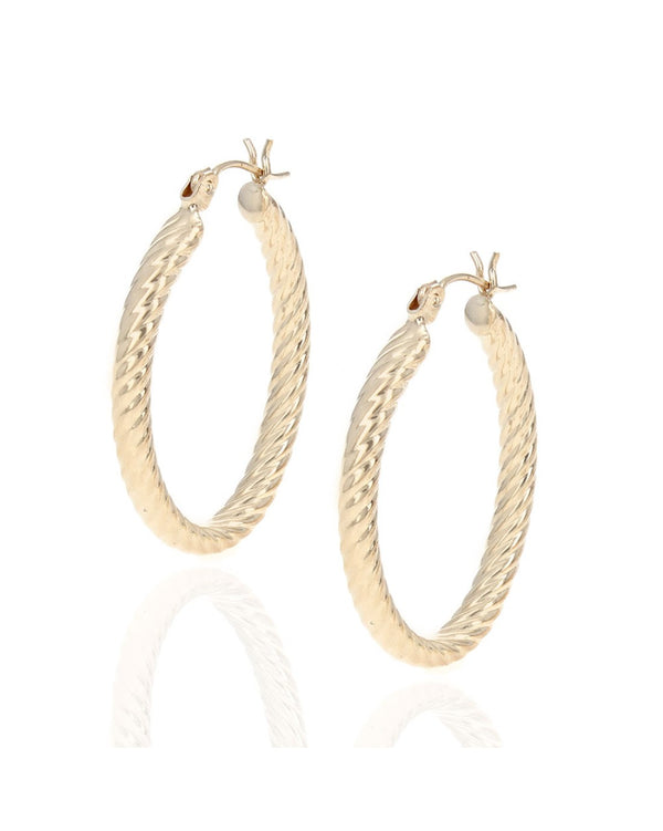 Twisted Oval Hoops Earrings in Gold