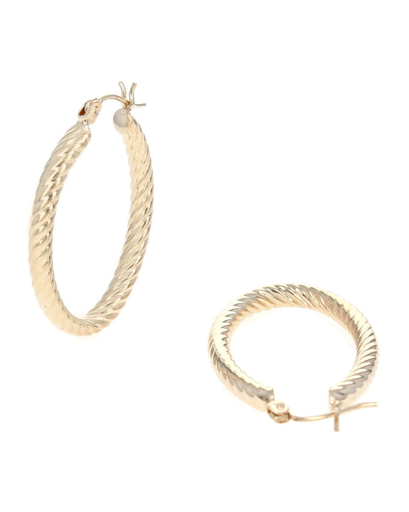 Twisted Oval Hoops Earrings in Gold