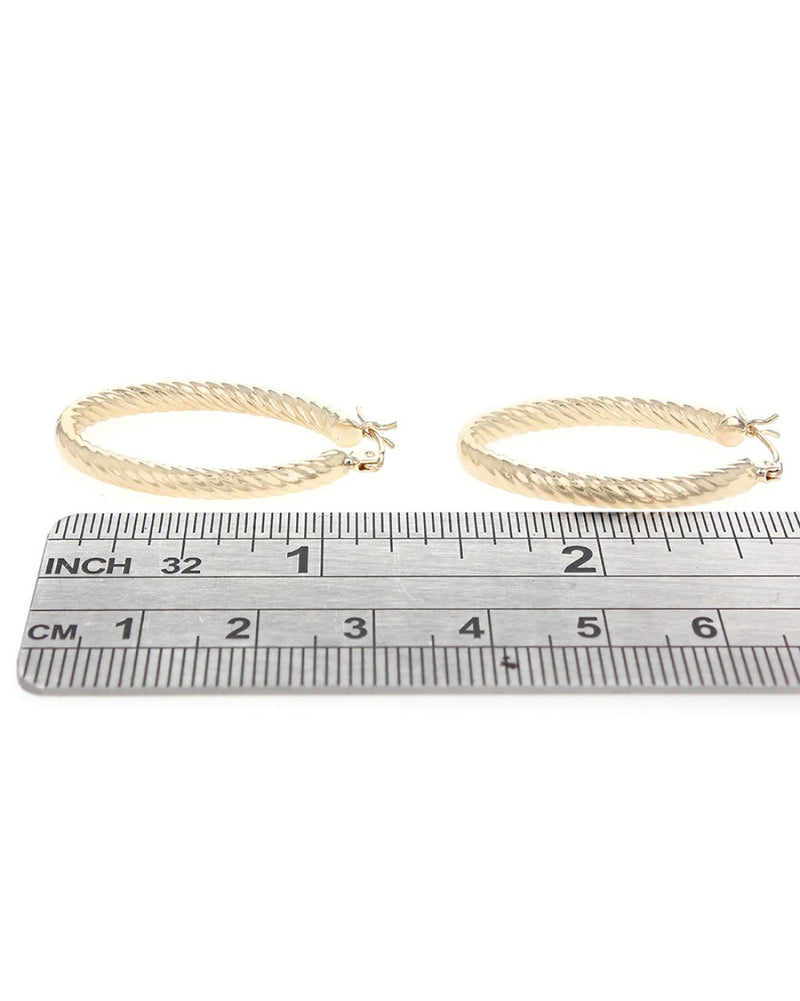 Twisted Oval Hoops Earrings in Gold