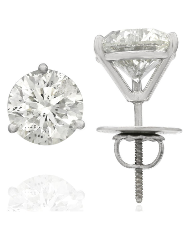 Round Brilliant Cut Diamond Stud Earrings in 18KW