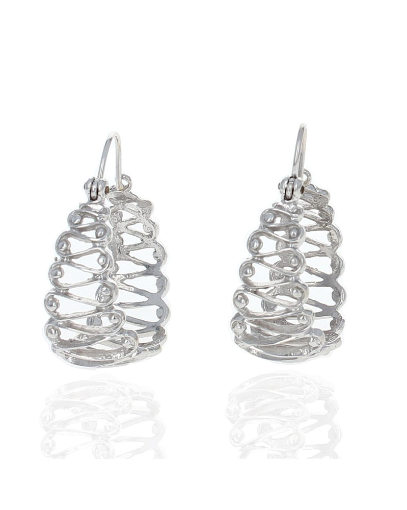 Tapered Squiggle Hoops in White Gold