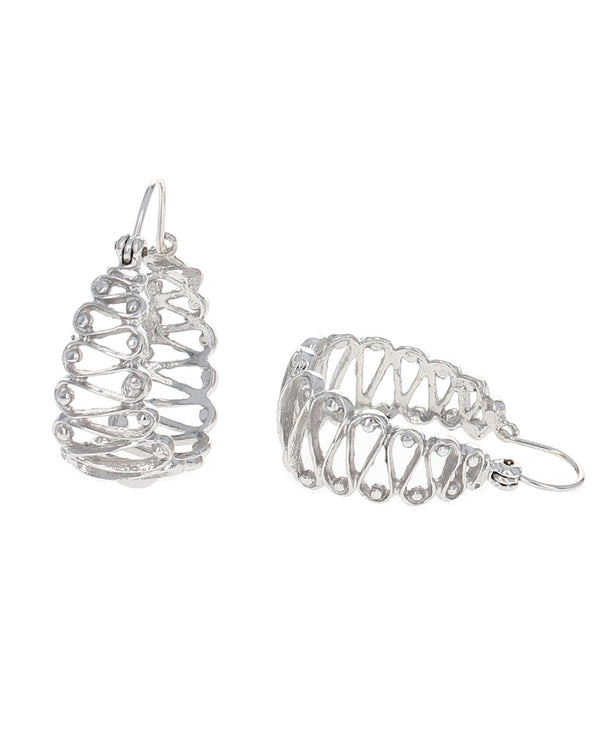 Tapered Squiggle Hoops in White Gold