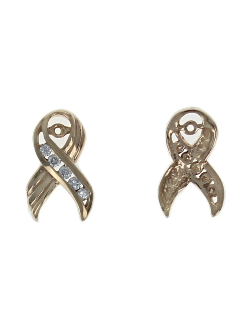 Diamond Breast Awareness Ribbon Earring Jackets