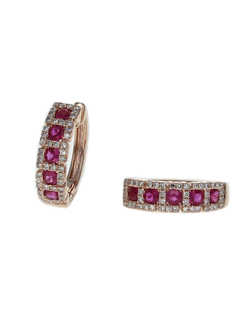 Pink Sapphire and Diamond Huggie Earrings