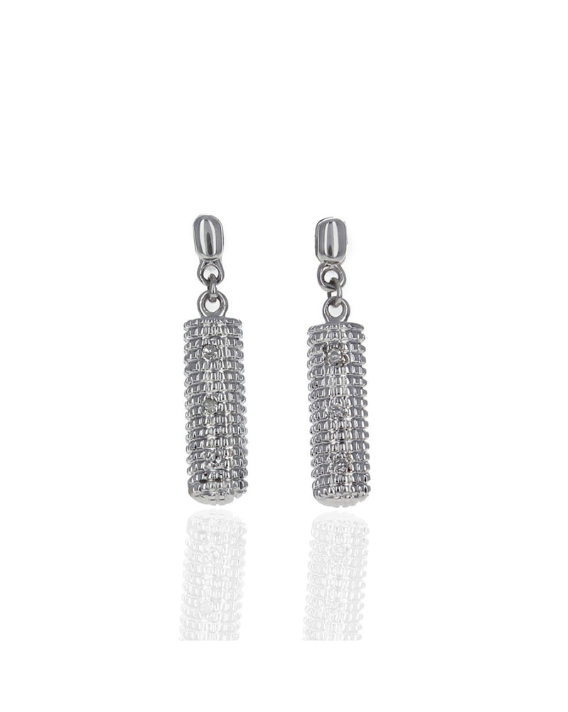 Diamond Half Cylinder Drop Earrings