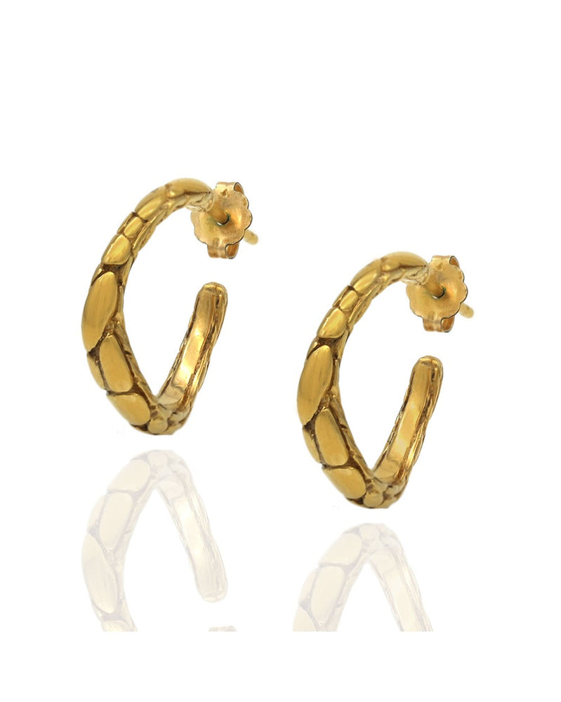 John Hardy Kali Pebble Collection Hoops in Yellow Gold