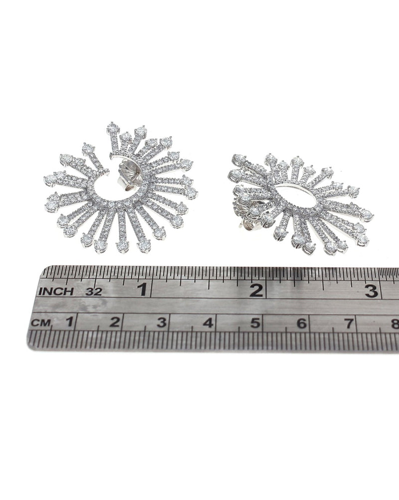 Diamond Sunburst Earrings in 18K White Gold