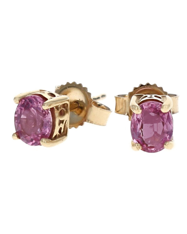 Oval Pink Sapphire Studs Earrings