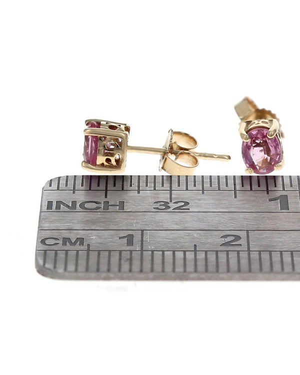 Oval Pink Sapphire Studs Earrings