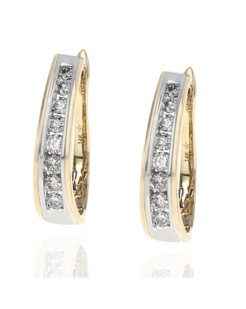 Diamond Elongated Oval Hoop Earrings