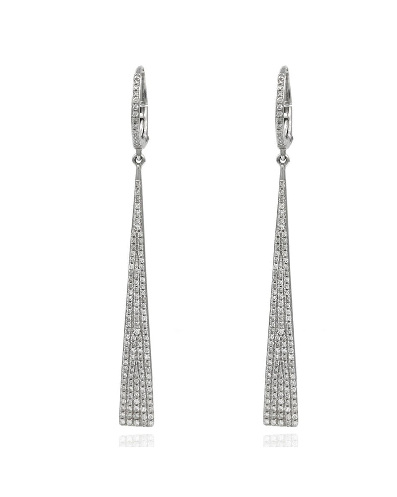 Diamond Pave Elongated Tapered Dangle Earrings