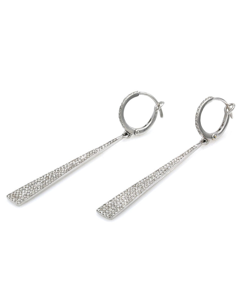 Diamond Pave Elongated Tapered Dangle Earrings