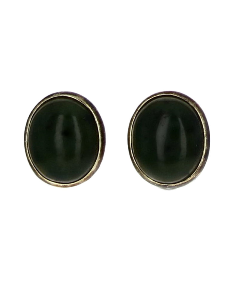 Nephrite Jade Earrings in Sterling Silver