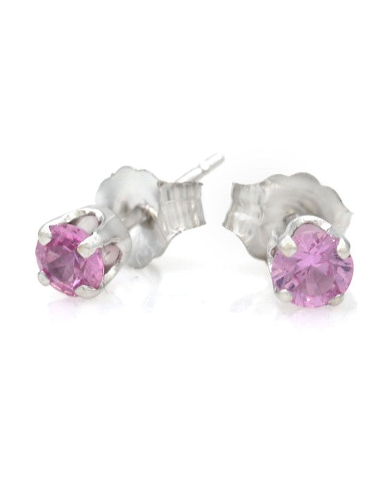 Pink Sapphire Stud Earrings in White Gold
