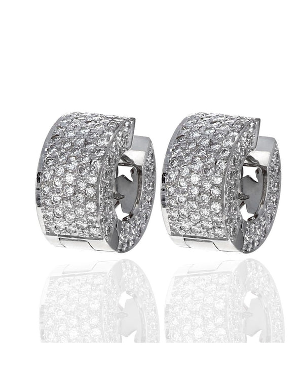 3 Sided Diamond Pave Huggie Earrings