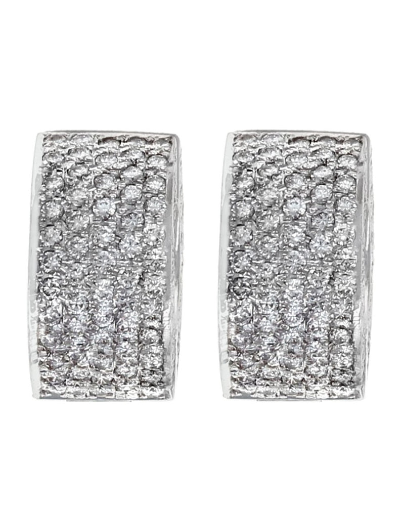 3 Sided Diamond Pave Huggie Earrings