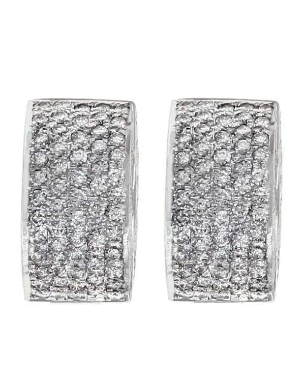 3 Sided Diamond Pave Huggie Earrings