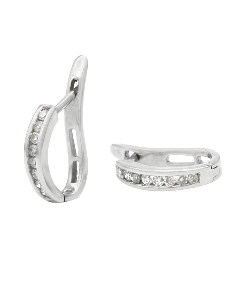 Diamond Small Curved Earrings in White Gold