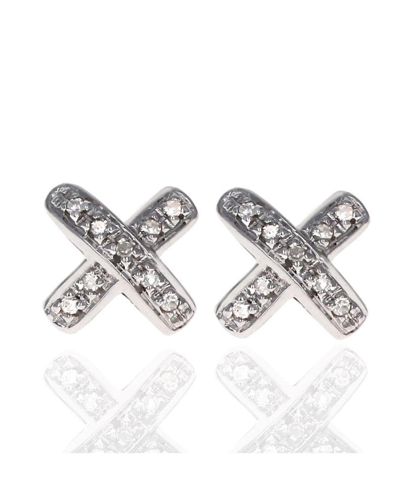 Diamond X Earrings in White Gold