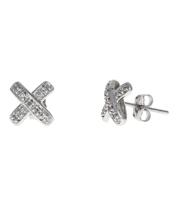 Diamond X Earrings in White Gold