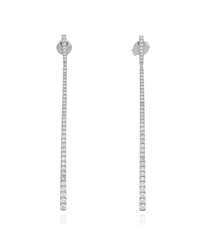 Diamond Bar Dangle Earrings in White Gold