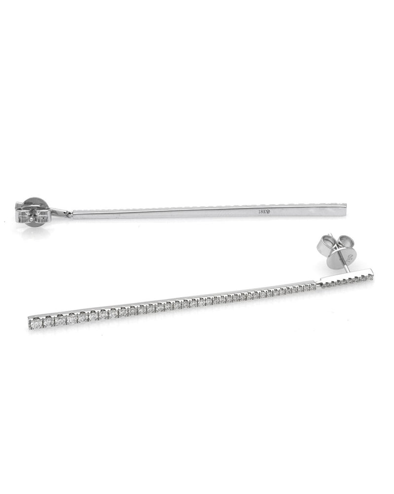 Diamond Bar Dangle Earrings in White Gold