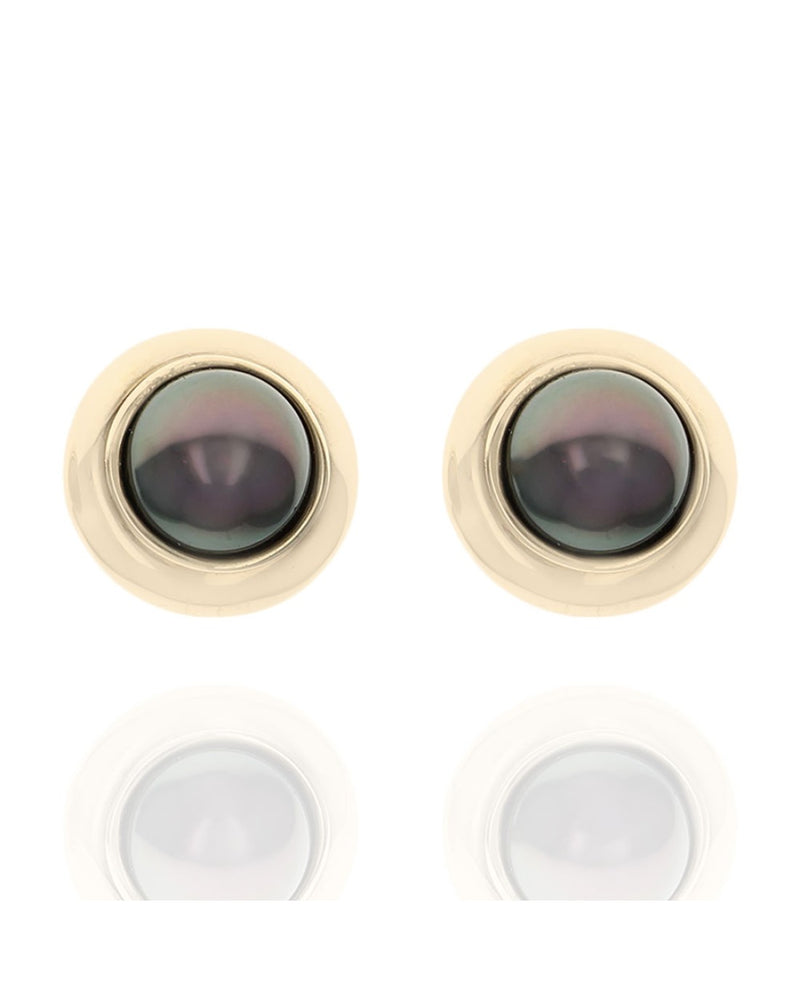 Tahitian Pearl Stud Earrings in Gold