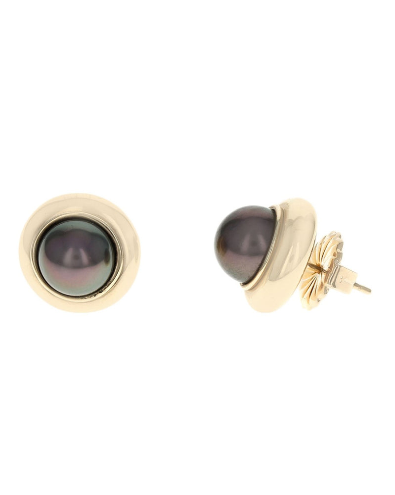 Tahitian Pearl Stud Earrings in Gold