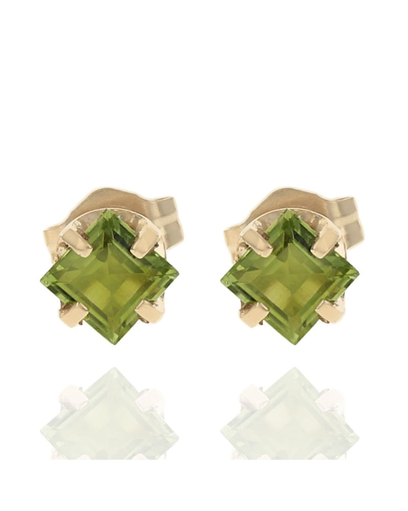 Square Peridot Stud Earrings