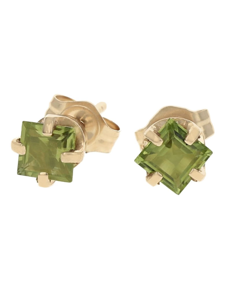 Square Peridot Stud Earrings