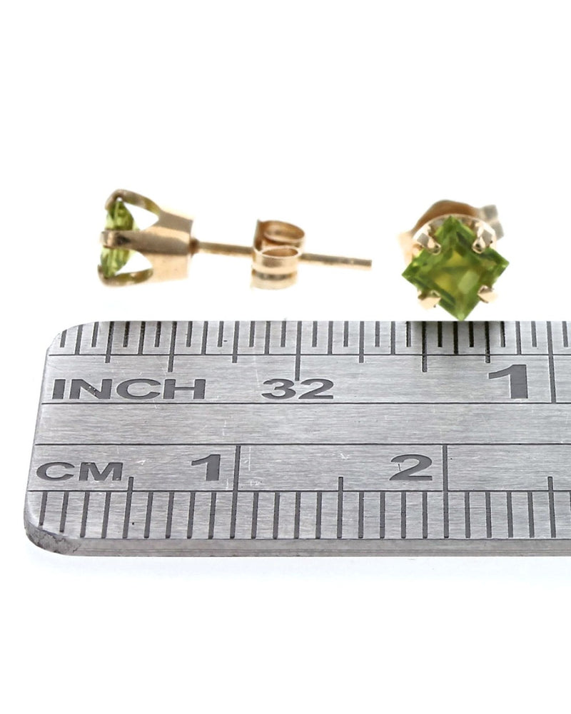 Square Peridot Stud Earrings