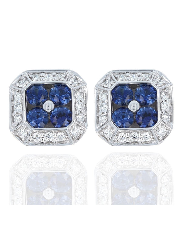 Sapphire and Diamond Halo Earrings