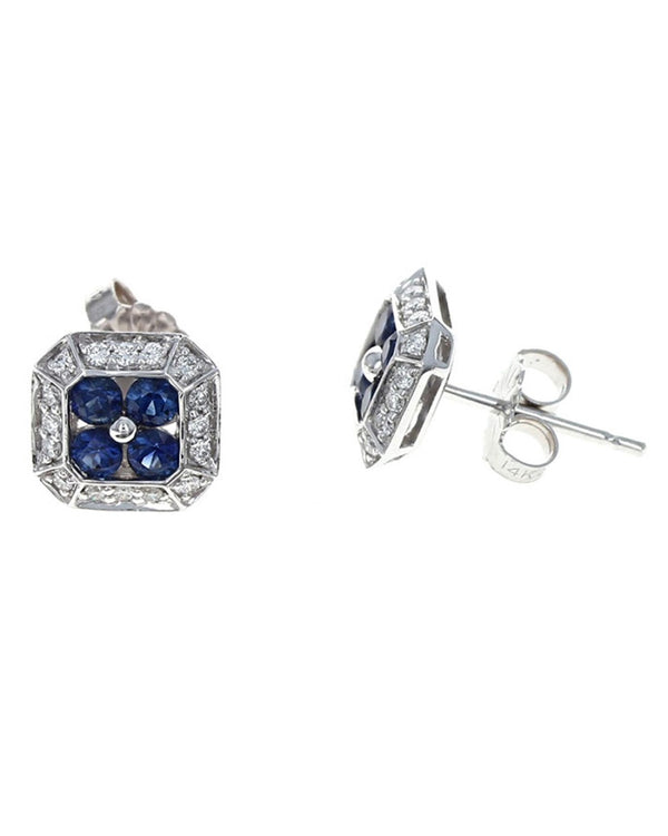 Sapphire and Diamond Halo Earrings