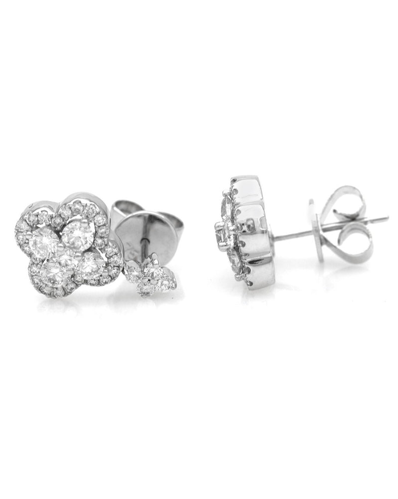 Diamond Flower Drop Earrings