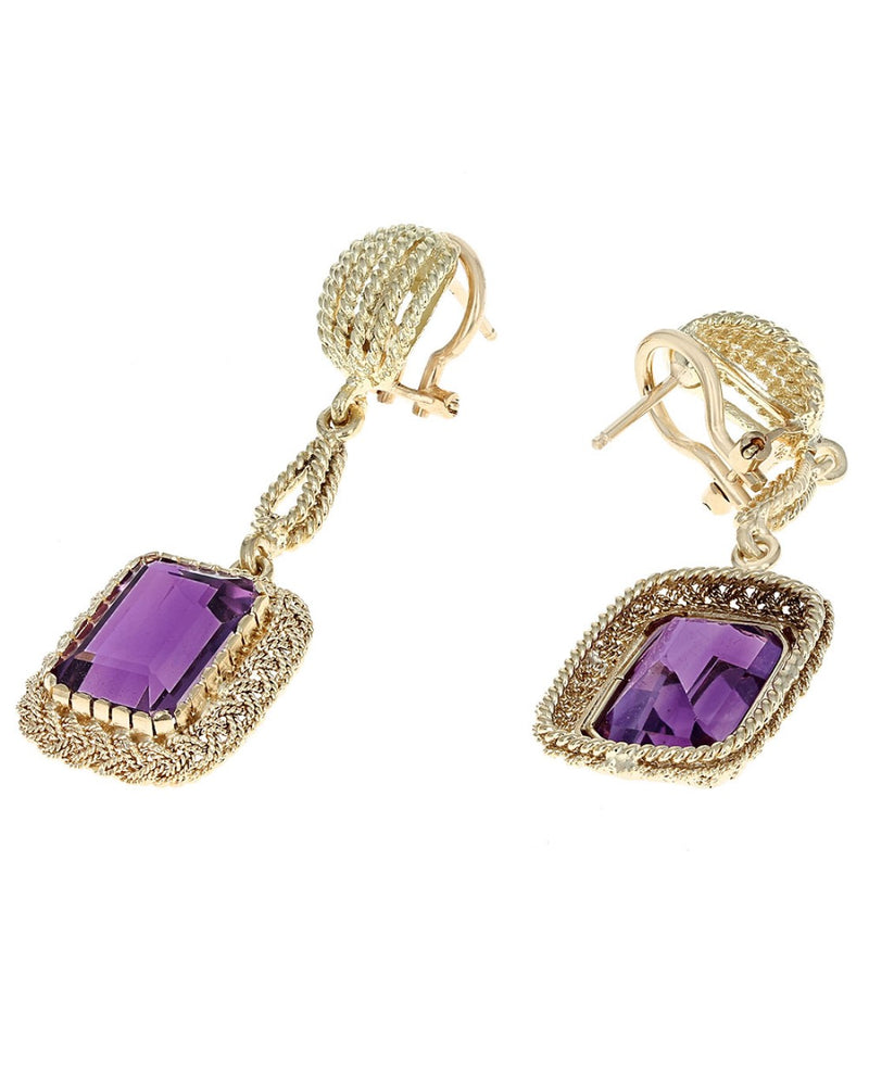 Amethyst Dangle Earrings in Gold