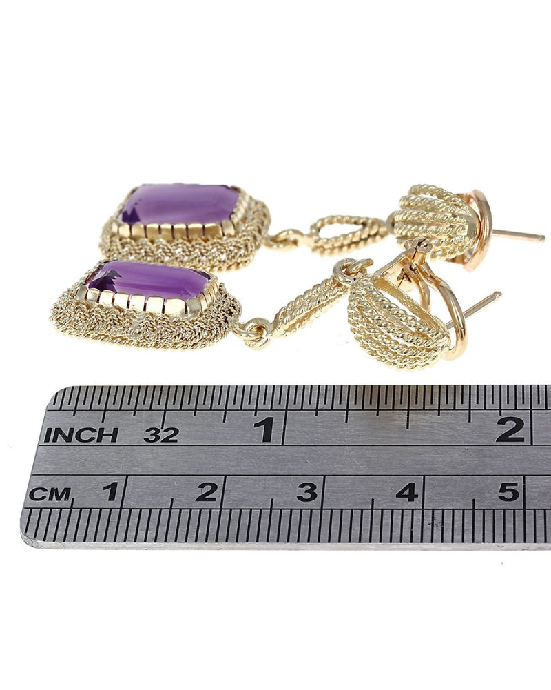 Amethyst Dangle Earrings in Gold