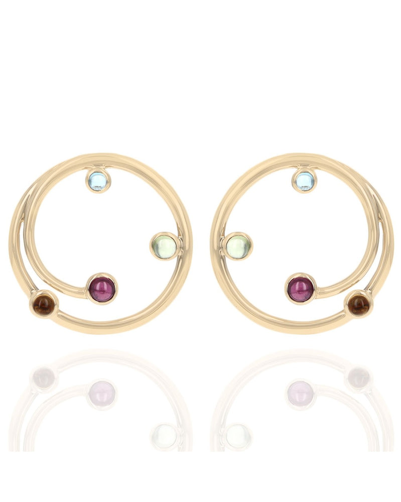 Mixed Gemstone Open Circle Earrings