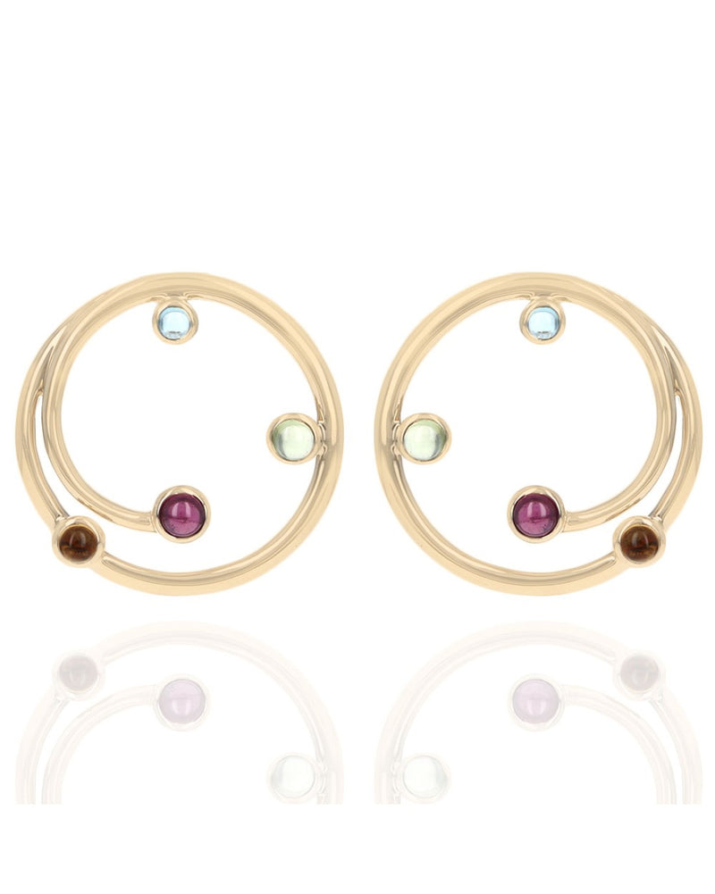 Mixed Gemstone Open Circle Earrings