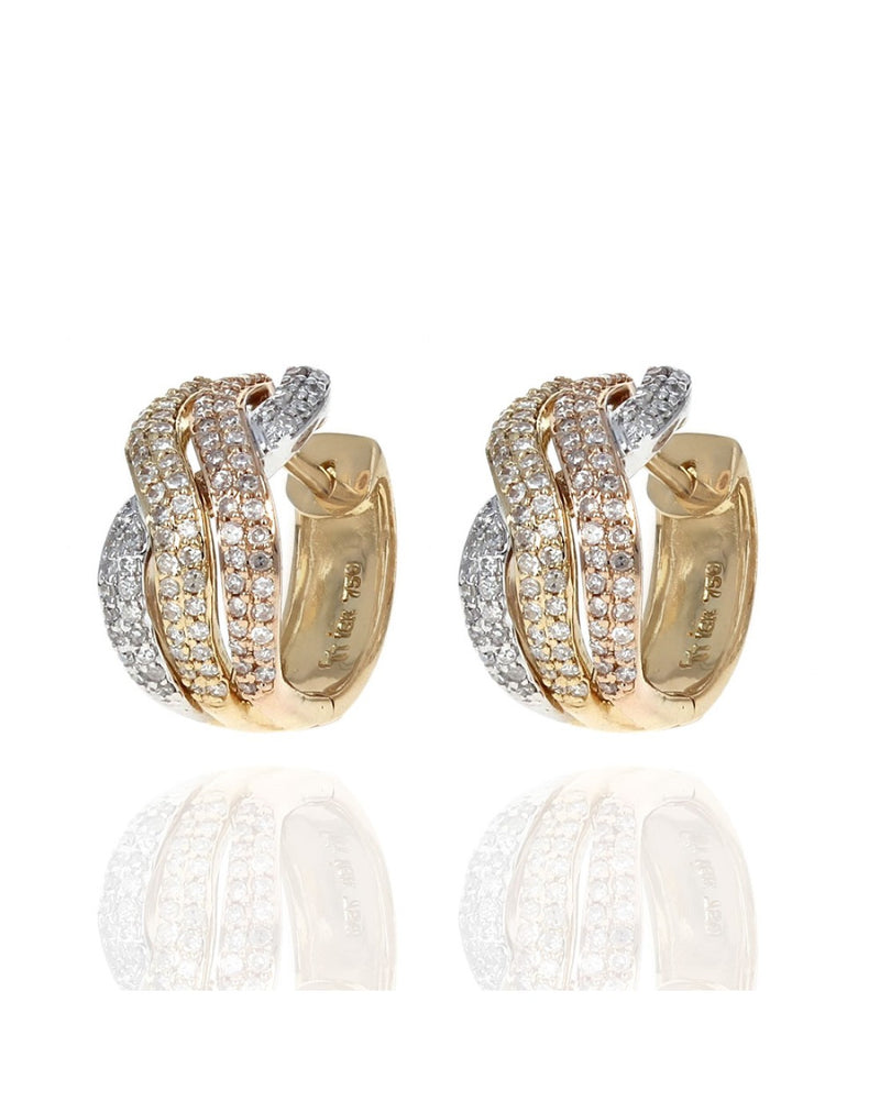 3 Row Diamond Crossover Earrings