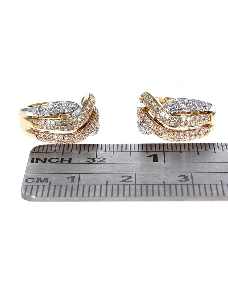 3 Row Diamond Crossover Earrings