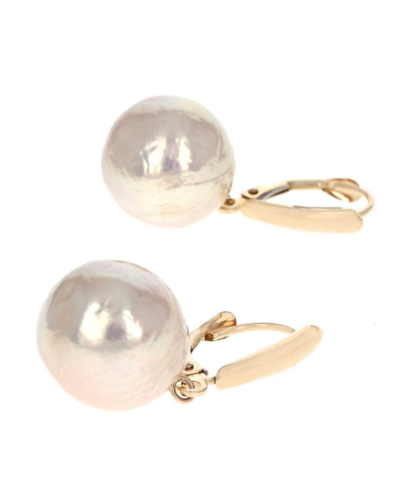 Freshwater Pearl Drop Earrings in Yellow Gold