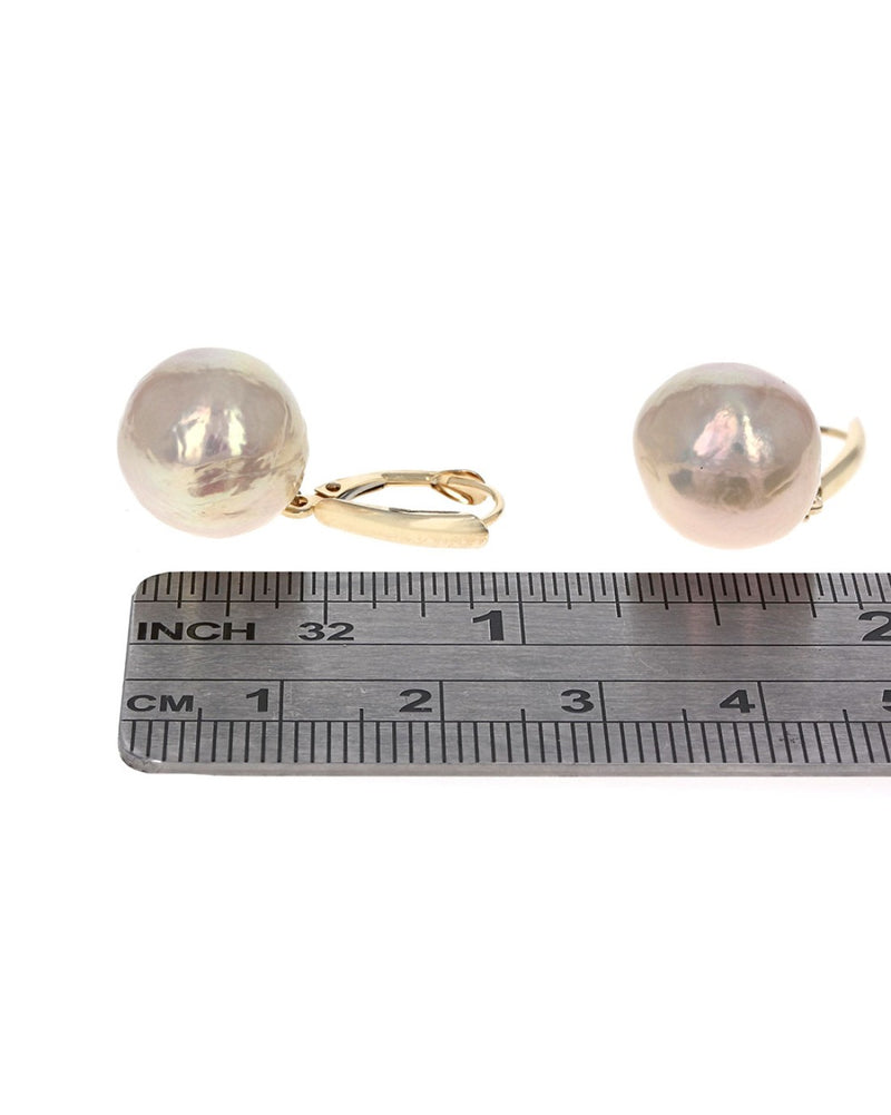 Freshwater Pearl Drop Earrings in Yellow Gold