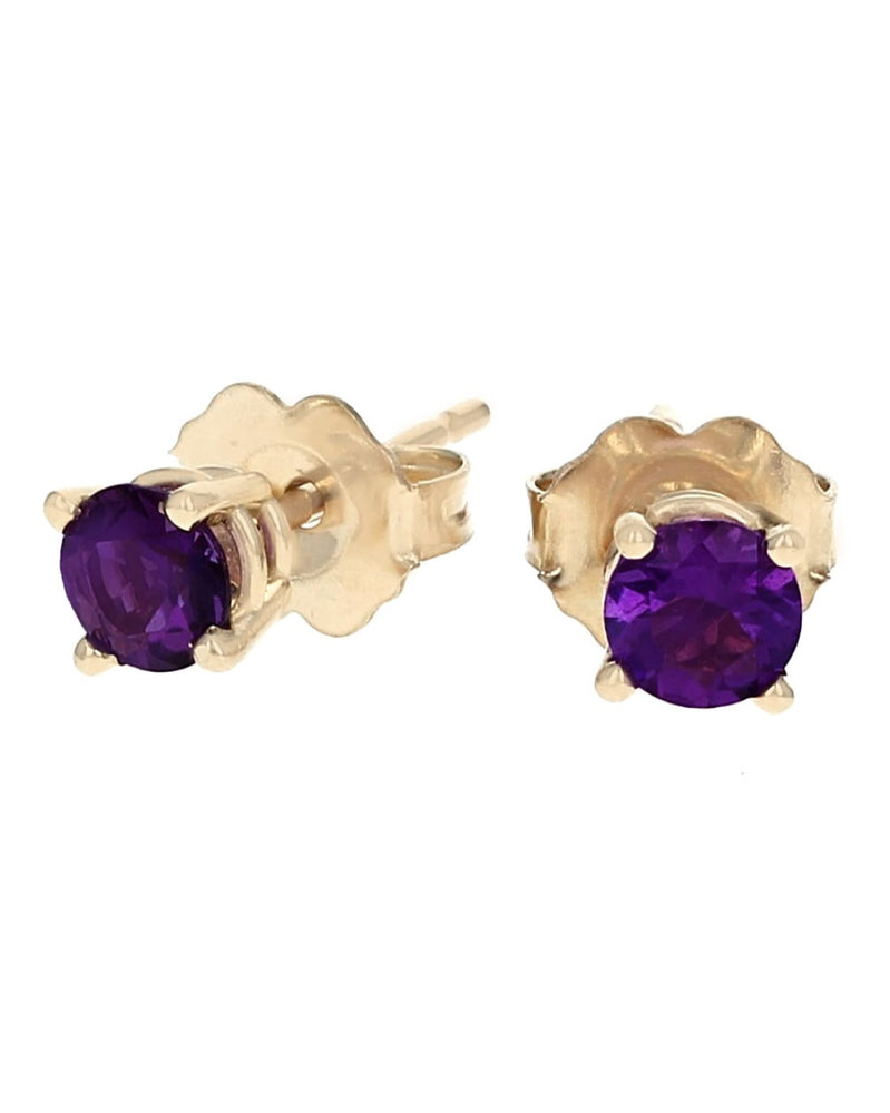 Amethyst Stud Earrings in Yellow Gold