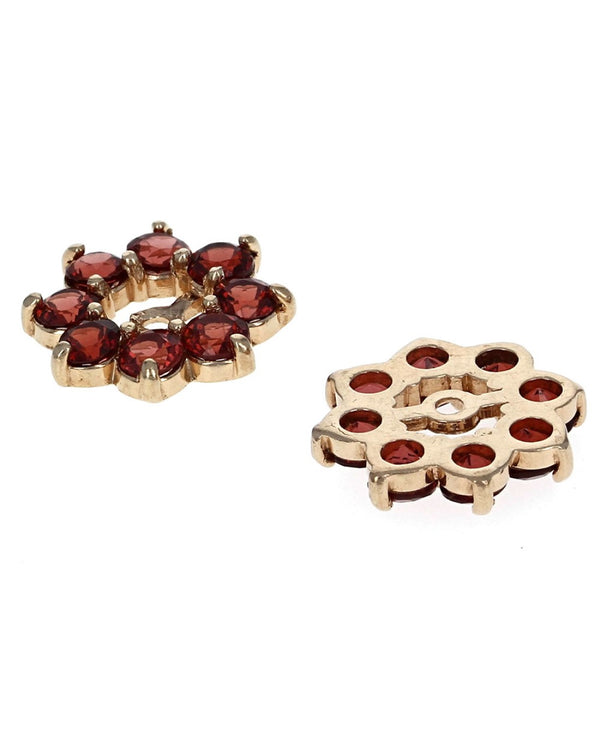 Garnet Flower Earring Jackets in Yellow Gold