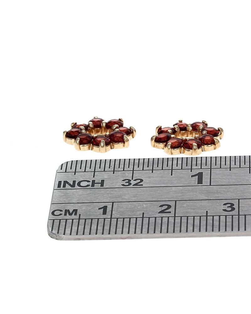 Garnet Flower Earring Jackets in Yellow Gold